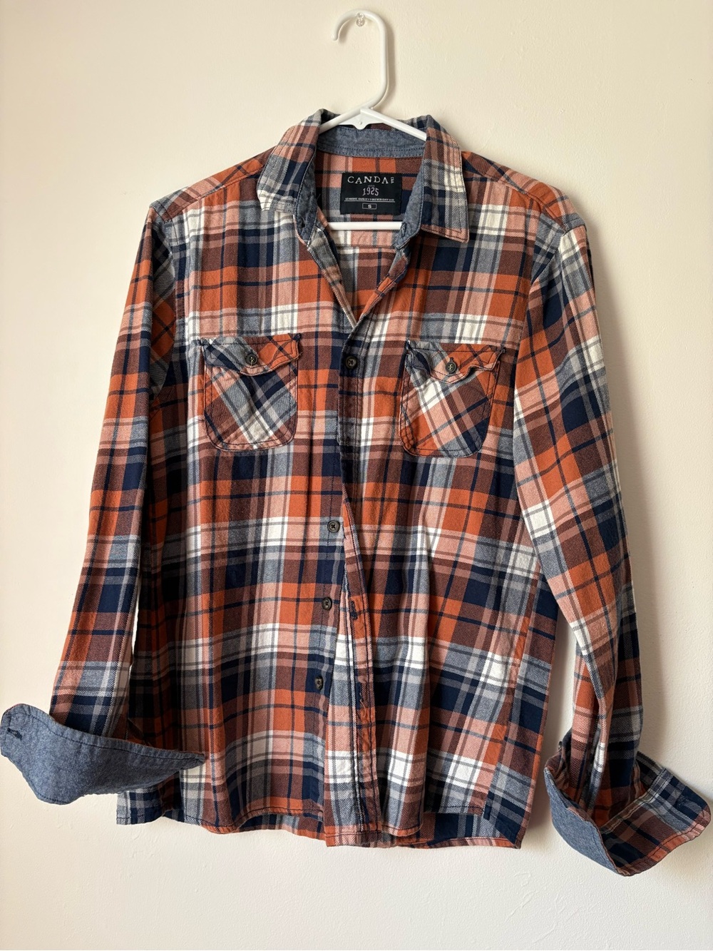 AND Orange, Navy & White Plaid Button-Down Shirt